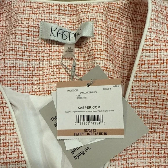 Kasper Collarless 3/4 Sleeve Blazer - Women's Stylish Jacket Size 12 - Picture 5 of 7